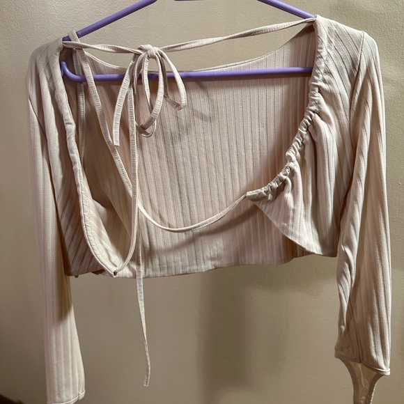 White fox lace up long sleeve shirt - Picture 5 of 7